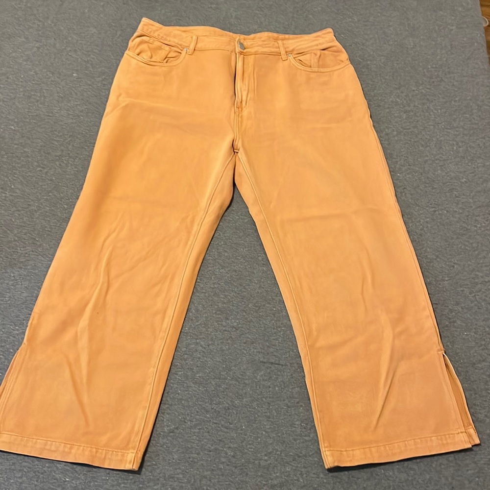 Orange wide pants , split jeans